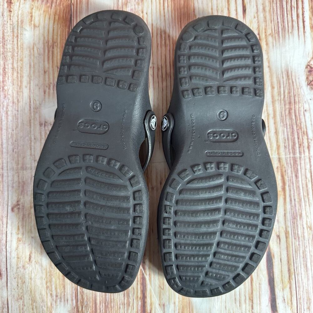 Crocs CLEO Size 9 Black Double Two Strap Sandals Slides Flats Open Toe Shoes - Picture 9 of 11